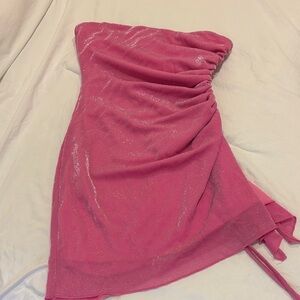 Sparkle Pink Strapless Ruched Princess Polly Mini Dress